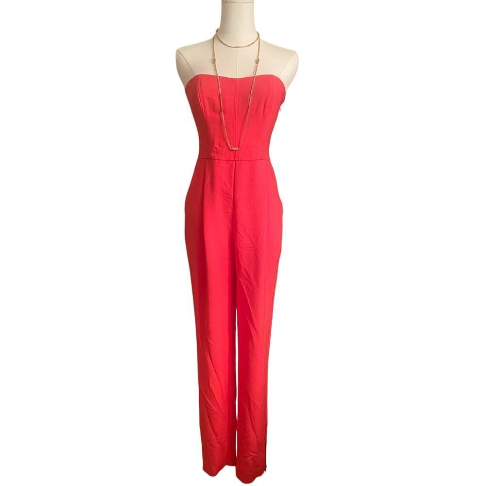 RACHEL Rachel Roy Strapless Jumpsuit - Vibrant Orange Size 2